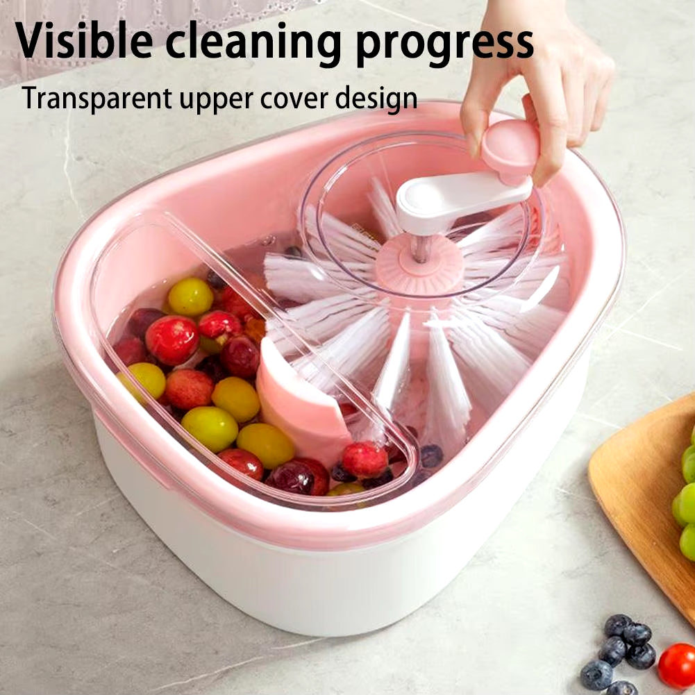 Fruit Vegetable Washing Machine Fruit Washing Spinner Device Vegetable Cleaner Device with Spin Scrubber Brush for Home Kitchen